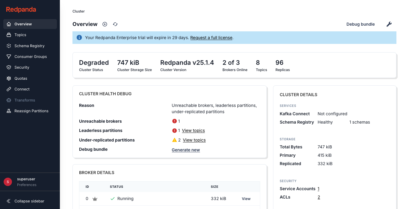 degraded cluster